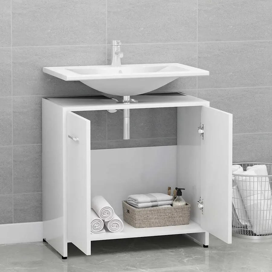 Armoire de salle de bain Blanc 60x33x61 cm Bois d'ingénierie - 3