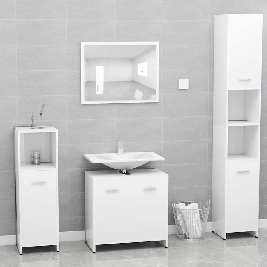 Armoire de salle de bain Blanc 60x33x61 cm Bois d'ingénierie - 9
