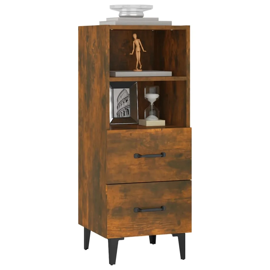 Buffet Chêne fumé 34,5x34x90 cm Bois d'ingénierie - 4