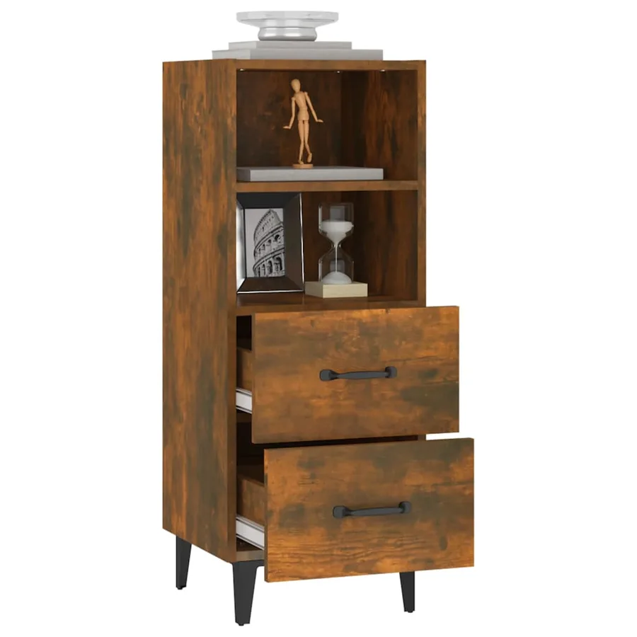 Buffet Chêne fumé 34,5x34x90 cm Bois d'ingénierie - 5