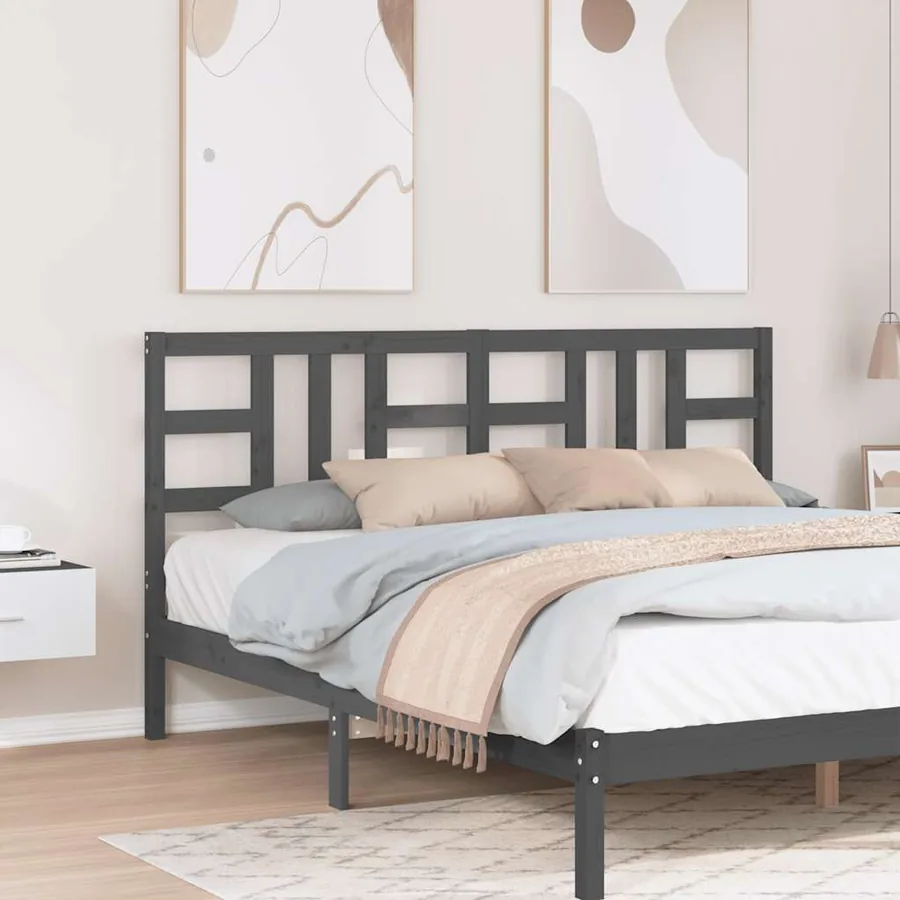 Tête de lit Gris 186x4x100 cm Bois massif de pin