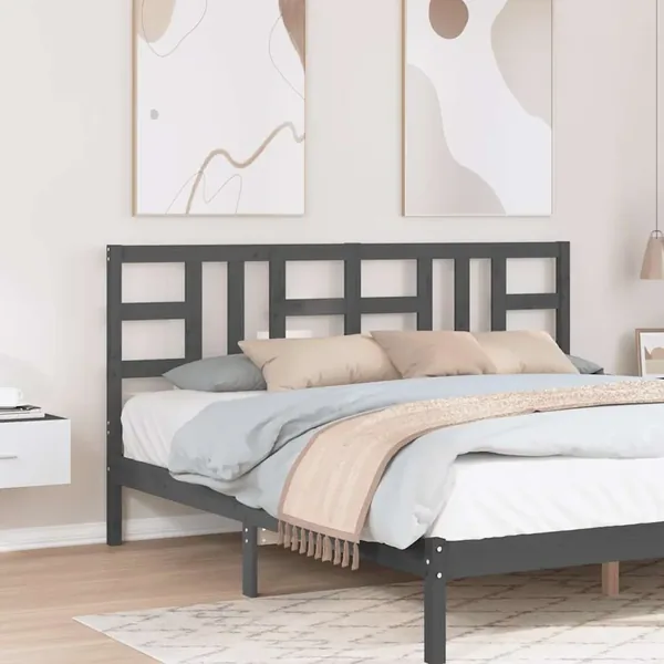 Tête de lit Gris 186x4x100 cm Bois massif de pin