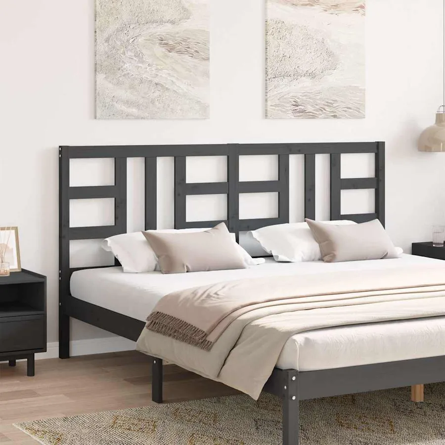 Tête de lit Gris 186x4x100 cm Bois massif de pin - 3
