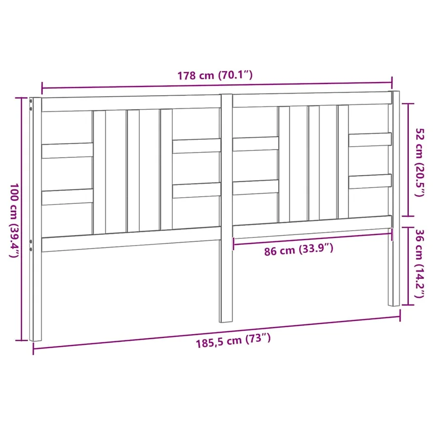 Tête de lit Gris 186x4x100 cm Bois massif de pin - 9