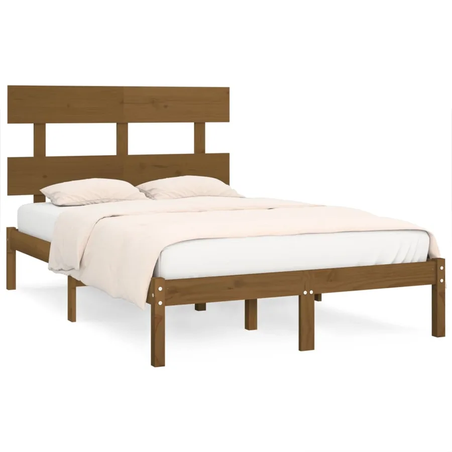 Cadre de lit sans matelas marron miel 200x200 cm bois massif - 2