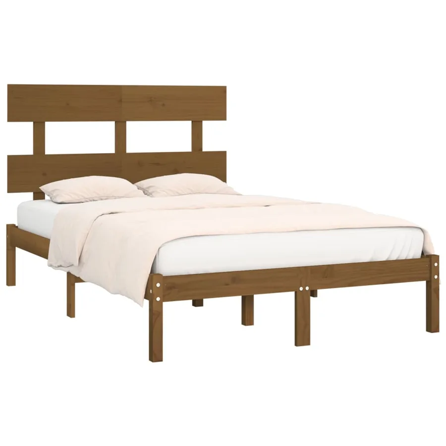 Cadre de lit sans matelas marron miel 200x200 cm bois massif - 3