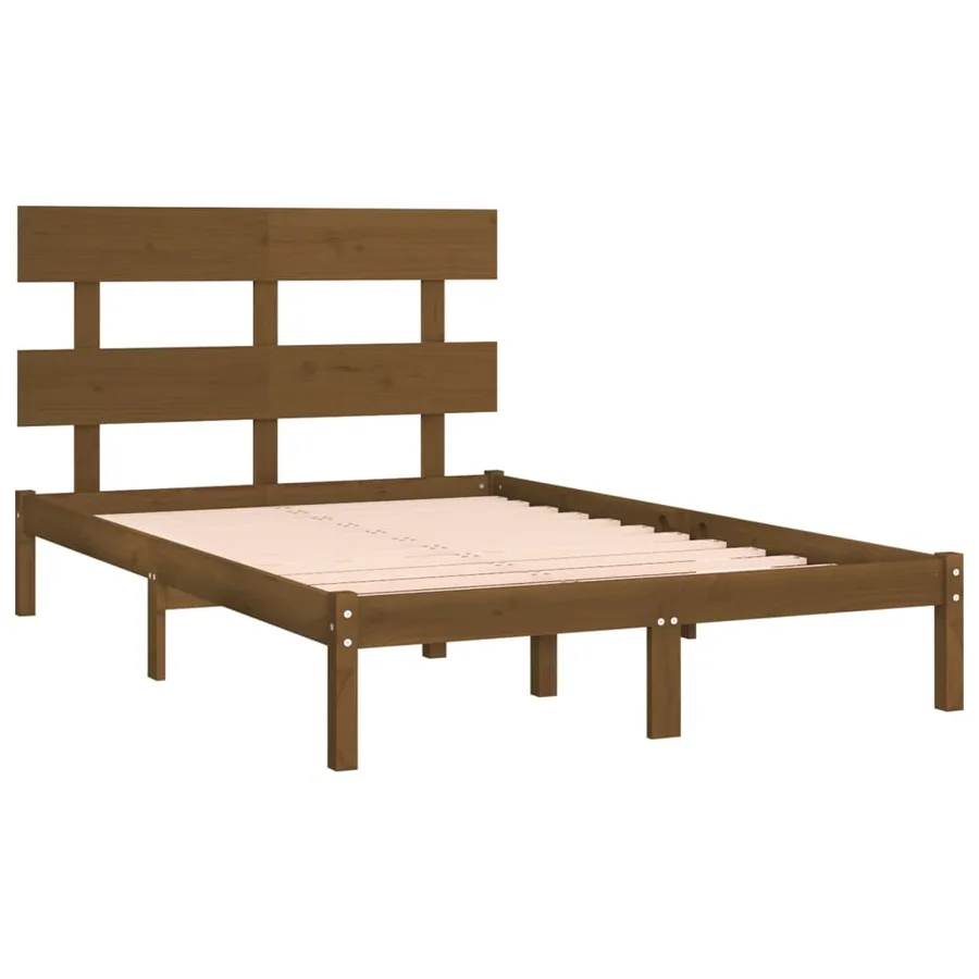 Cadre de lit sans matelas marron miel 200x200 cm bois massif - 4