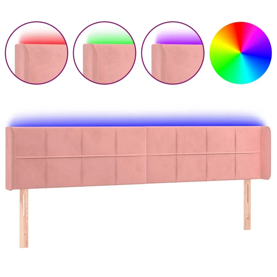 Tête de lit à LED Rose 183x16x78/88 cm Velours - 2