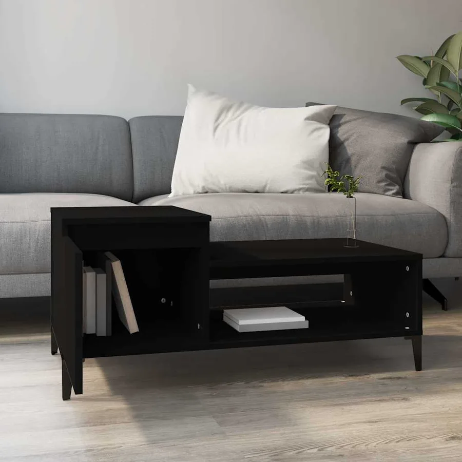 Table basse Noir 100x50x45 cm Bois d'ingénierie - 3