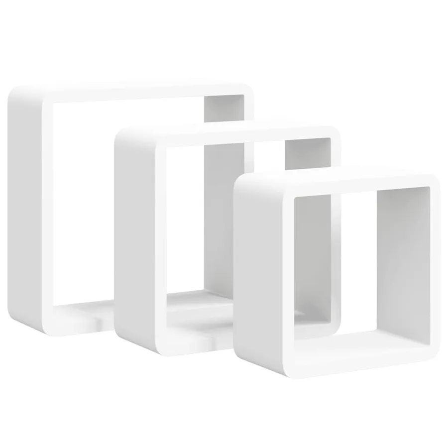 Étagères murales sous forme de cube 3 pcs Blanc MDF - 2