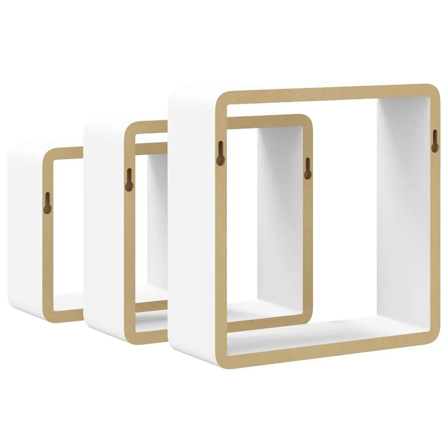 Étagères murales sous forme de cube 3 pcs Blanc MDF - 7