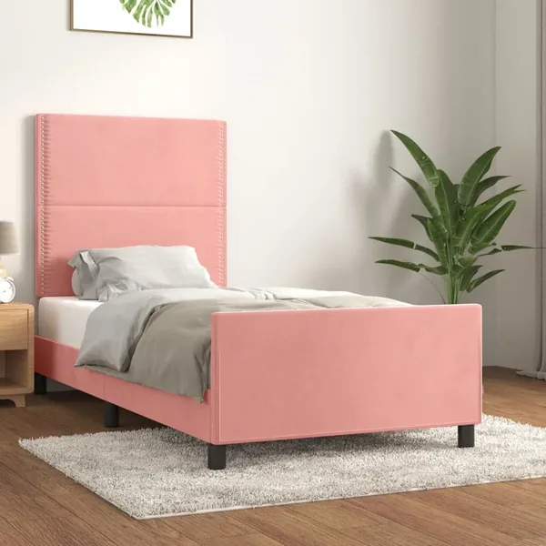 Cadre de lit sans matelas rose 80x200 cm velours