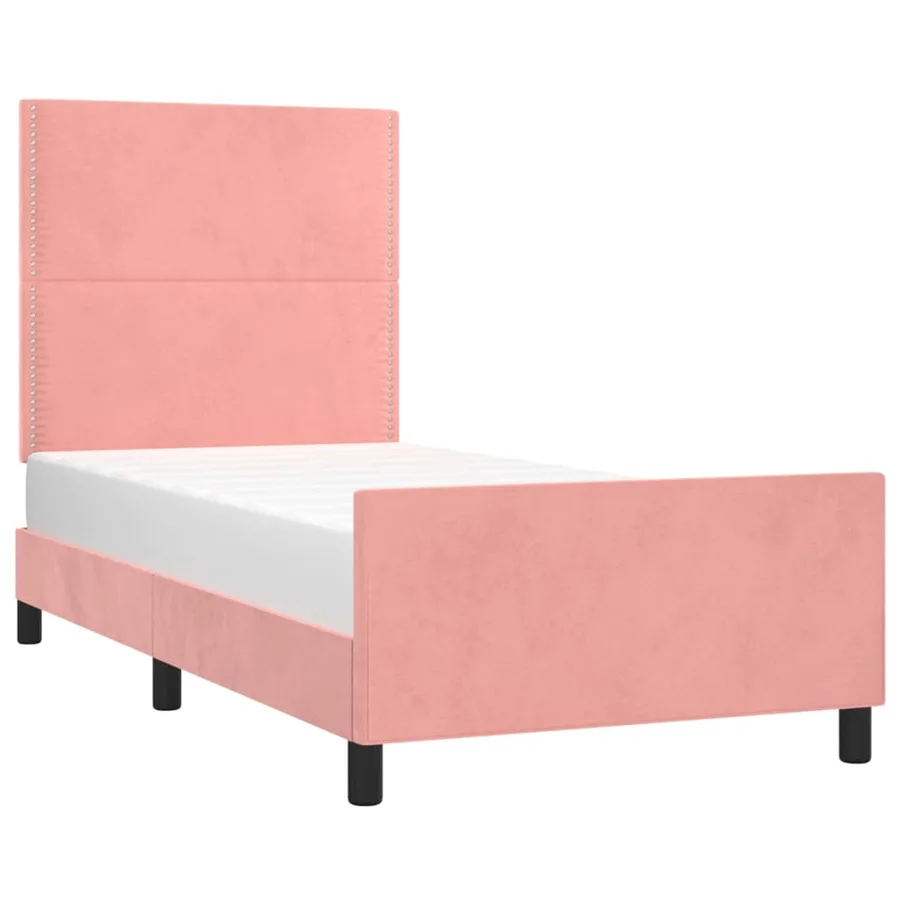 Cadre de lit sans matelas rose 80x200 cm velours - 3