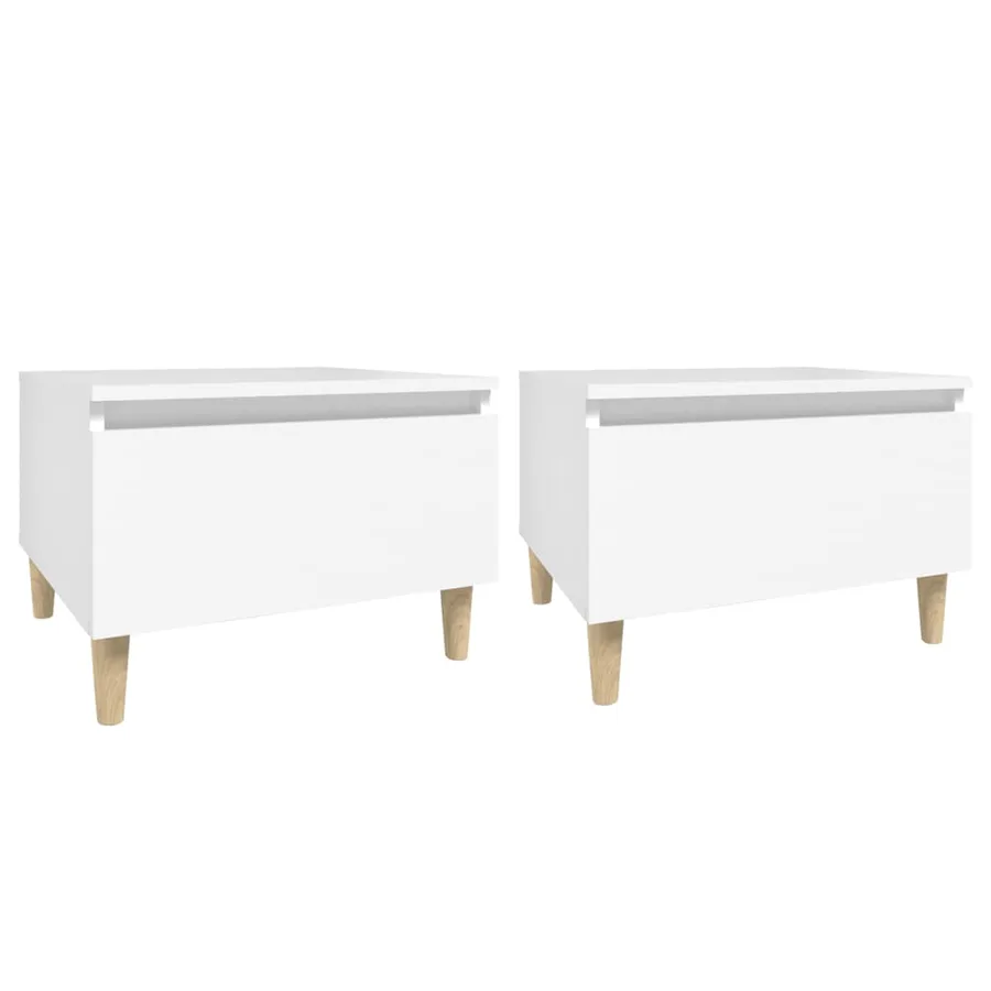 Tables d'appoint 2 pcs Blanc 50x46x35 cm Bois d'ingénierie - 2
