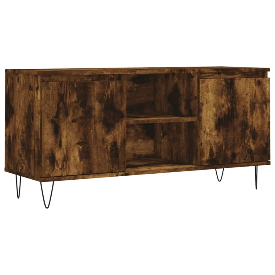 Meuble TV chêne fumé 104x35x50 cm bois d'ingénierie - 2