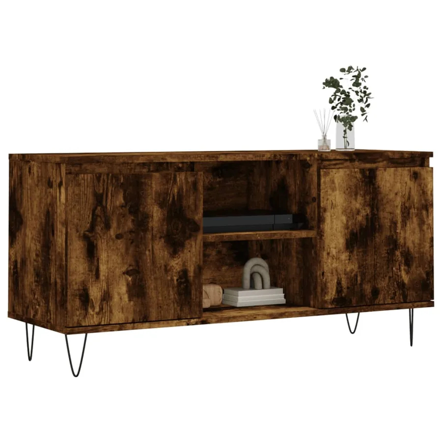 Meuble TV chêne fumé 104x35x50 cm bois d'ingénierie - 3