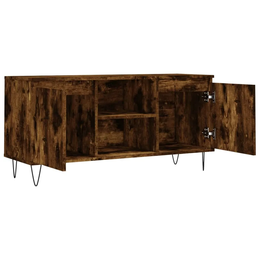 Meuble TV chêne fumé 104x35x50 cm bois d'ingénierie - 6