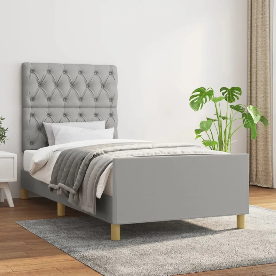 Cadre de lit sans matelas gris clair 80x200 cm tissu