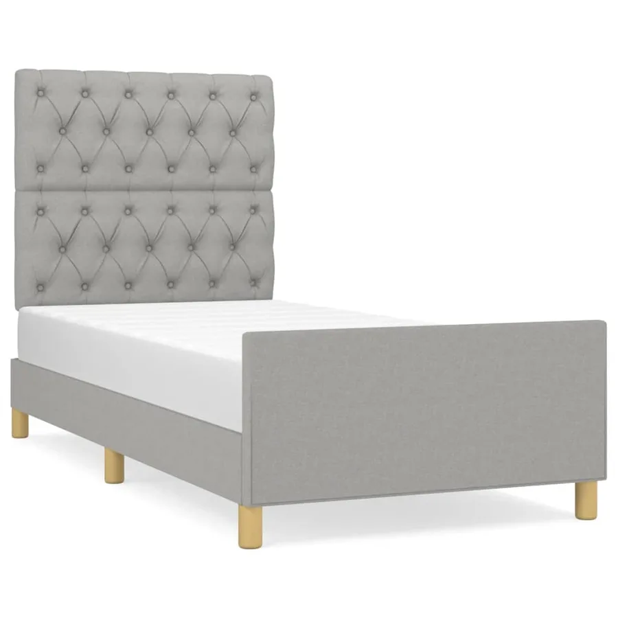 Cadre de lit sans matelas gris clair 80x200 cm tissu - 2
