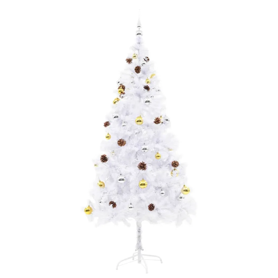 Arbre de Noël artificiel pré-éclairé avec boules blanc 180 cm - 3