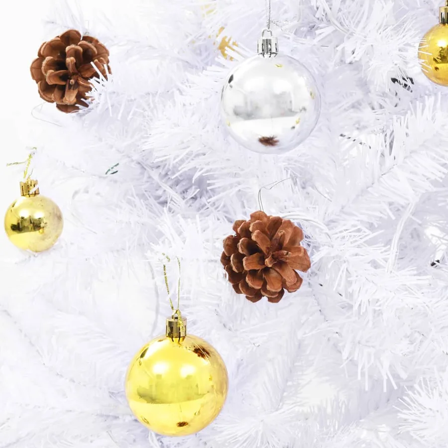 Arbre de Noël artificiel pré-éclairé avec boules blanc 180 cm - 7