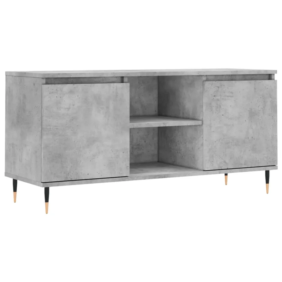 Meuble TV gris béton 104x35x50 cm bois d'ingénierie - 2