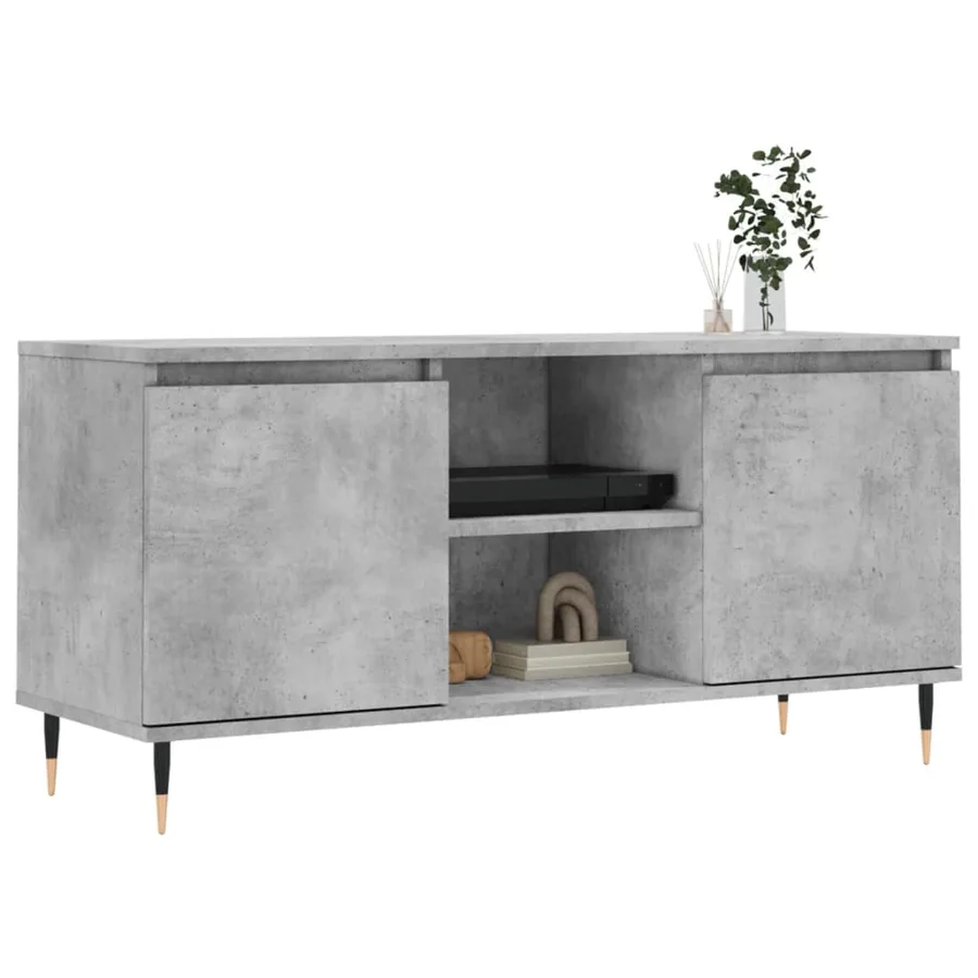 Meuble TV gris béton 104x35x50 cm bois d'ingénierie - 3
