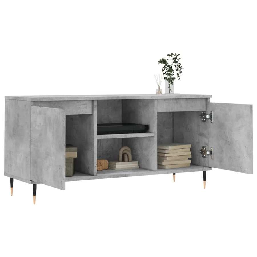 Meuble TV gris béton 104x35x50 cm bois d'ingénierie - 4