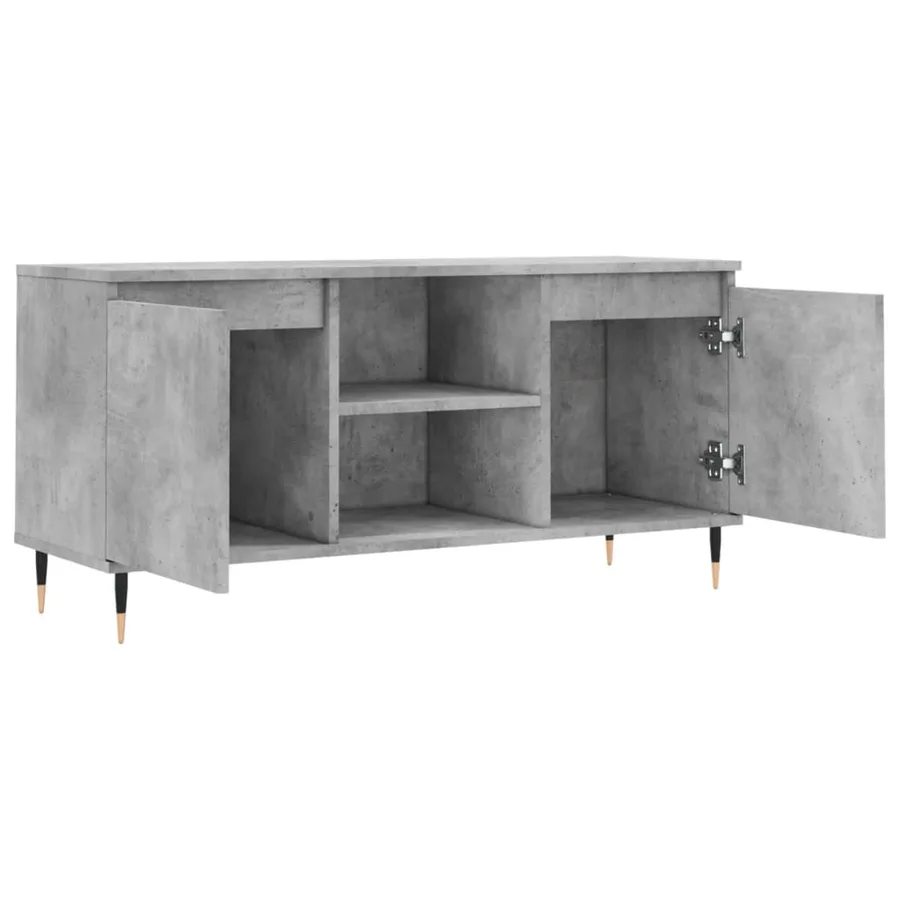 Meuble TV gris béton 104x35x50 cm bois d'ingénierie - 6