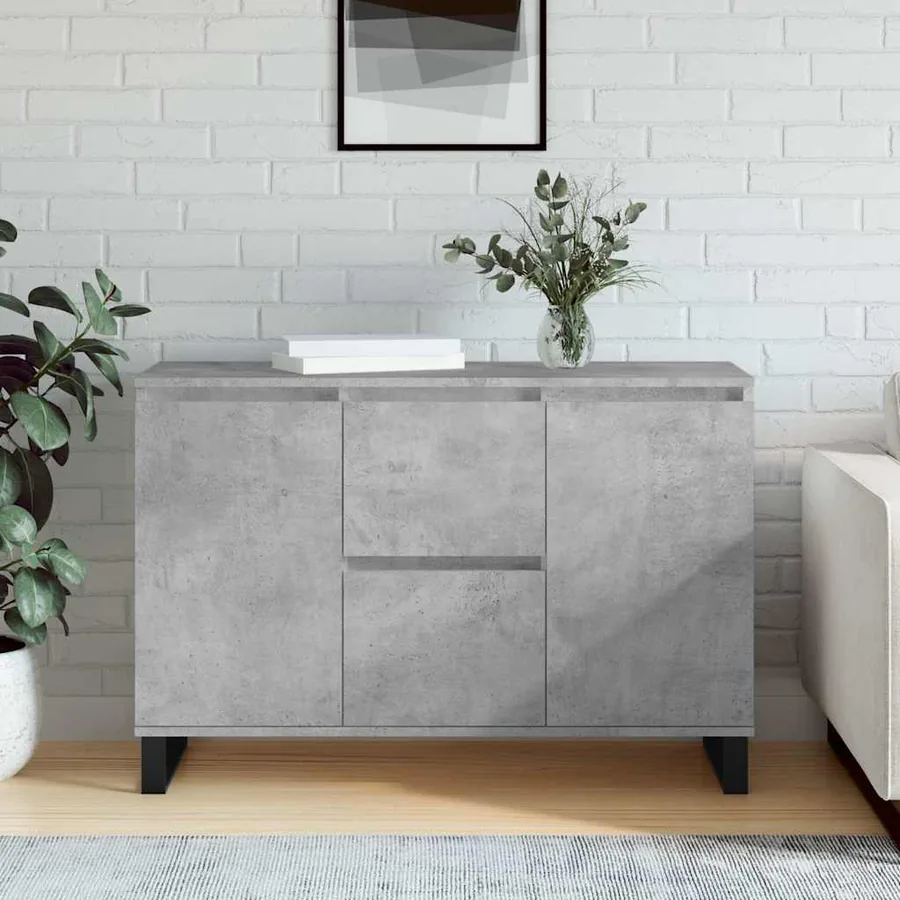 Buffet gris béton 101,5x35x70 cm bois d'ingénierie