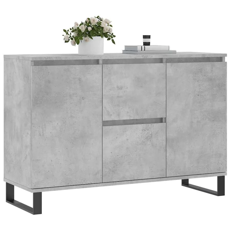 Buffet gris béton 101,5x35x70 cm bois d'ingénierie - 3