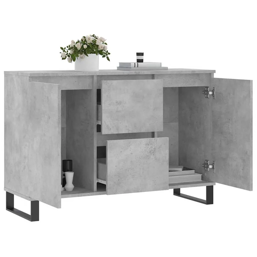 Buffet gris béton 101,5x35x70 cm bois d'ingénierie - 4
