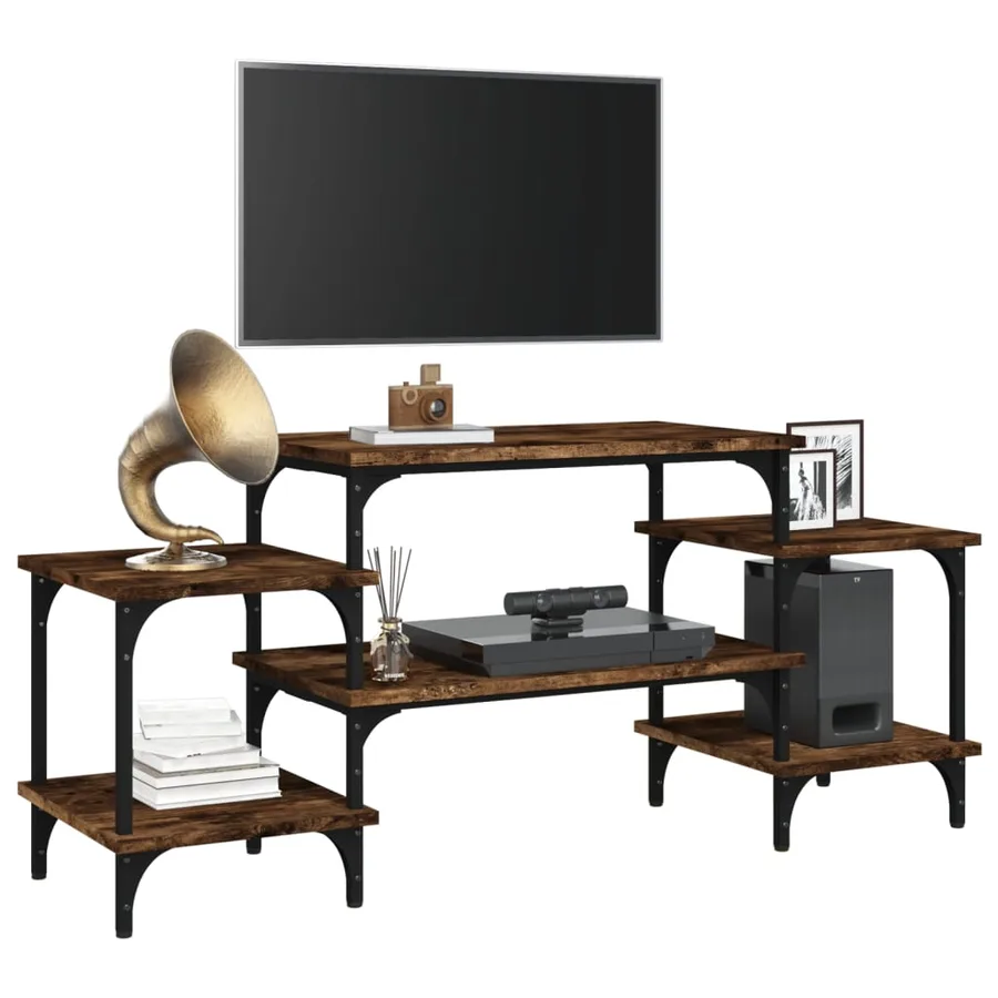 Meuble TV Chêne fumé 117x35x52 cm Bois d'ingénierie - 4