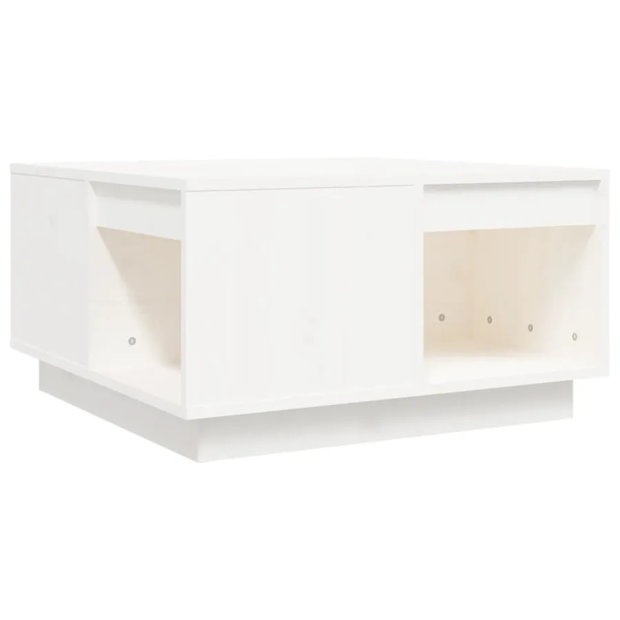 Table basse Blanc 60x61x32,5 cm Bois massif de pin - 2