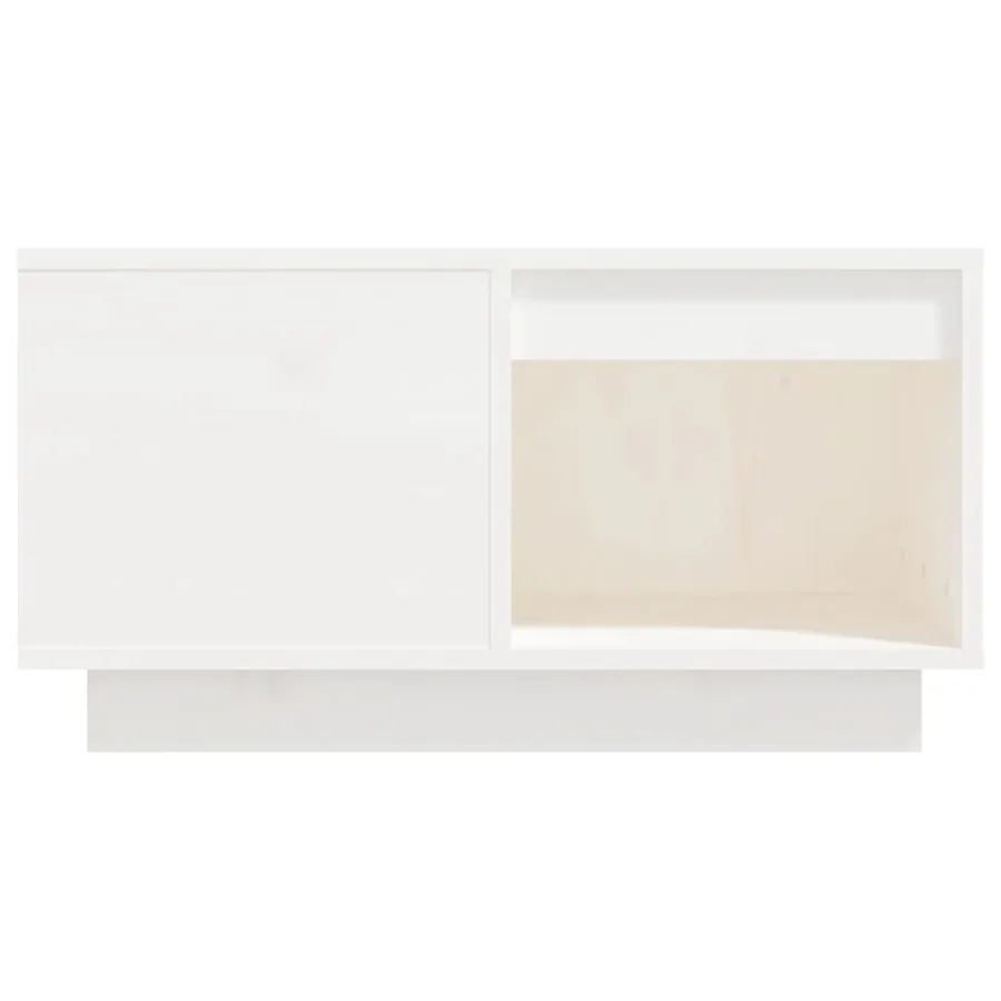 Table basse Blanc 60x61x32,5 cm Bois massif de pin - 5