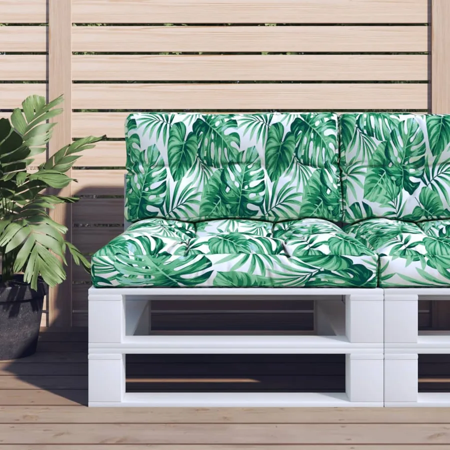 Coussin de palette motif de feuilles 70x40x12 cm tissu