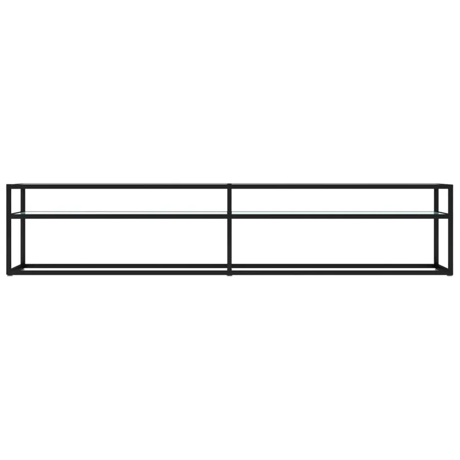 Meuble TV Marbre blanc 200x40x40,5 cm Verre trempé - 3