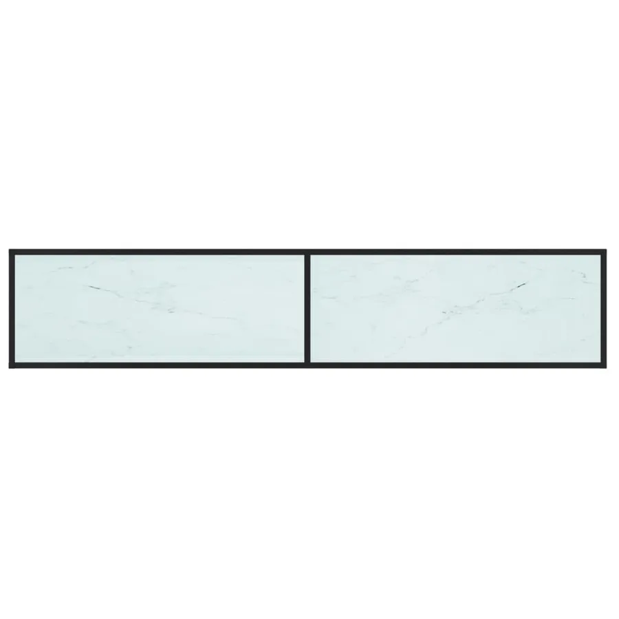 Meuble TV Marbre blanc 200x40x40,5 cm Verre trempé - 5