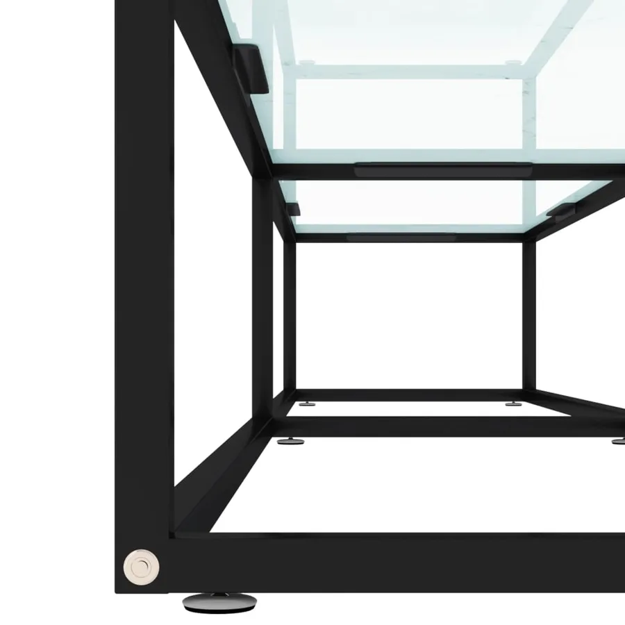 Meuble TV Marbre blanc 200x40x40,5 cm Verre trempé - 6