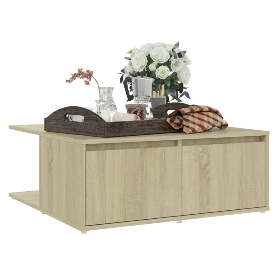 Table basse chêne sonoma 80x80x31 cm bois d'ingénierie - 3