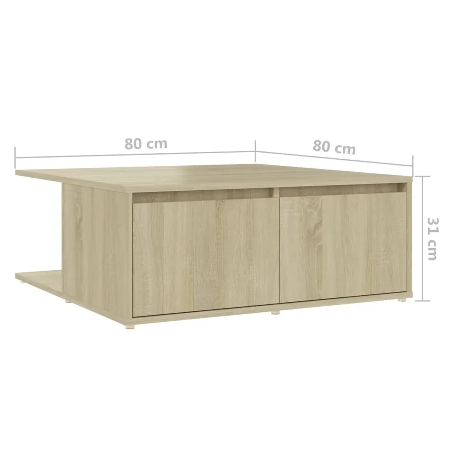Table basse chêne sonoma 80x80x31 cm bois d'ingénierie - 7