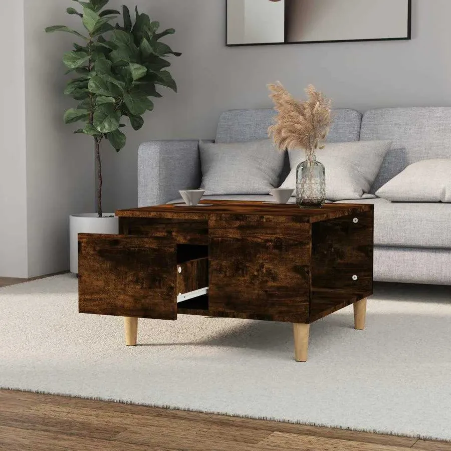 Table basse chêne fumé 55x55x36,5 cm bois d'ingénierie - 3