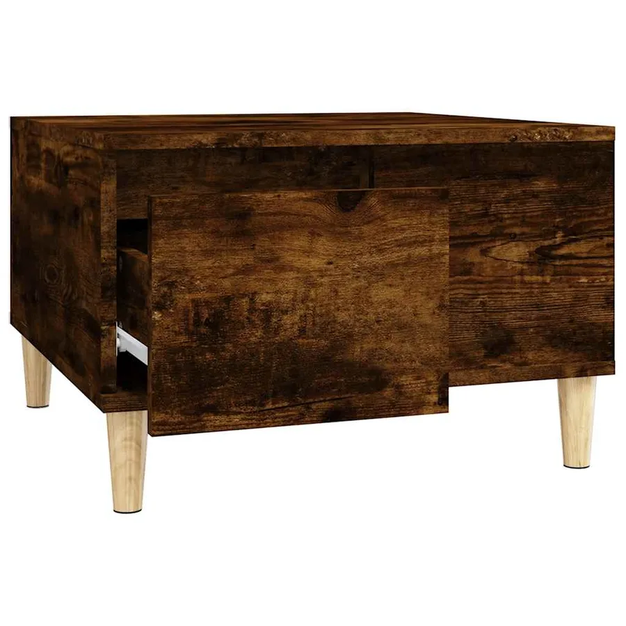 Table basse chêne fumé 55x55x36,5 cm bois d'ingénierie - 6
