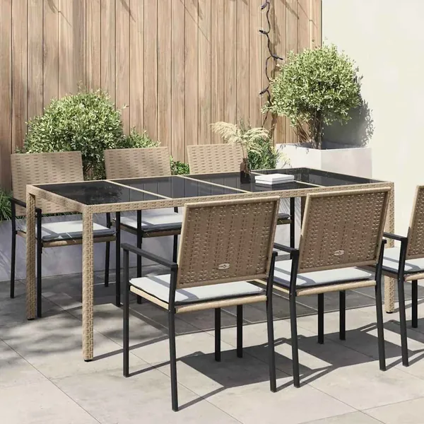 Table de Jardin Beige 190 x 90 x 75 cm polyrotin