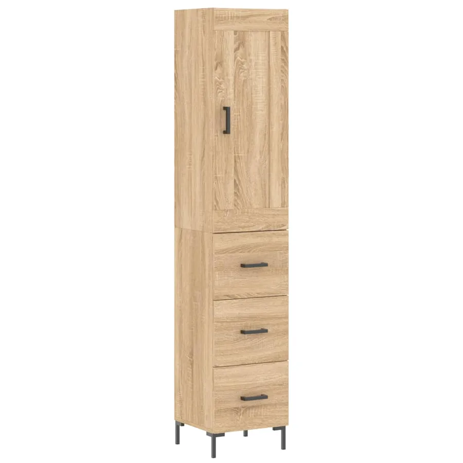 Buffet haut Chêne sonoma 34,5x34x180 cm Bois d'ingénierie - 2