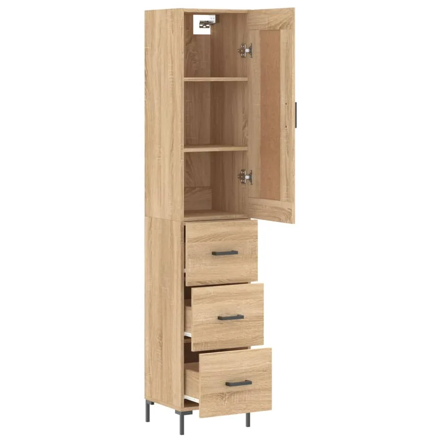 Buffet haut Chêne sonoma 34,5x34x180 cm Bois d'ingénierie - 4