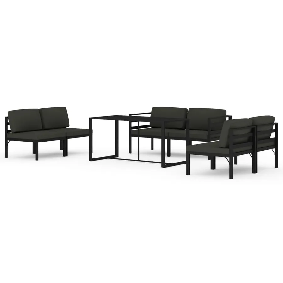 Salon de jardin 7 pcs avec coussins Aluminium Anthracite - 2
