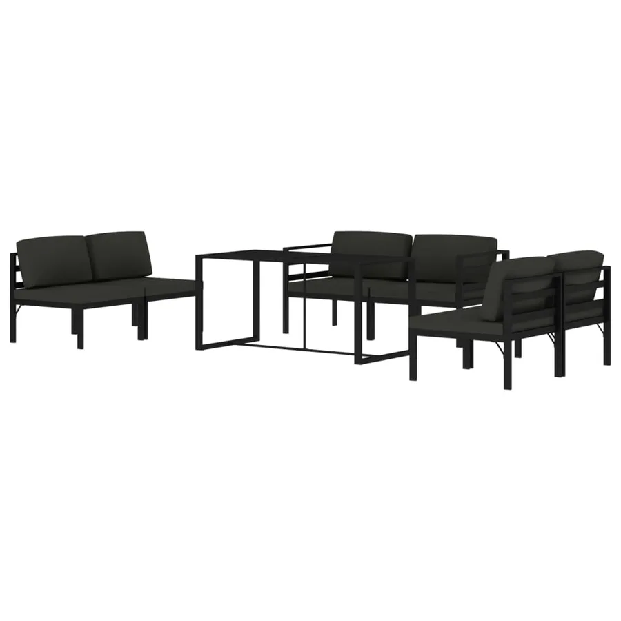 Salon de jardin 7 pcs avec coussins Aluminium Anthracite - 3