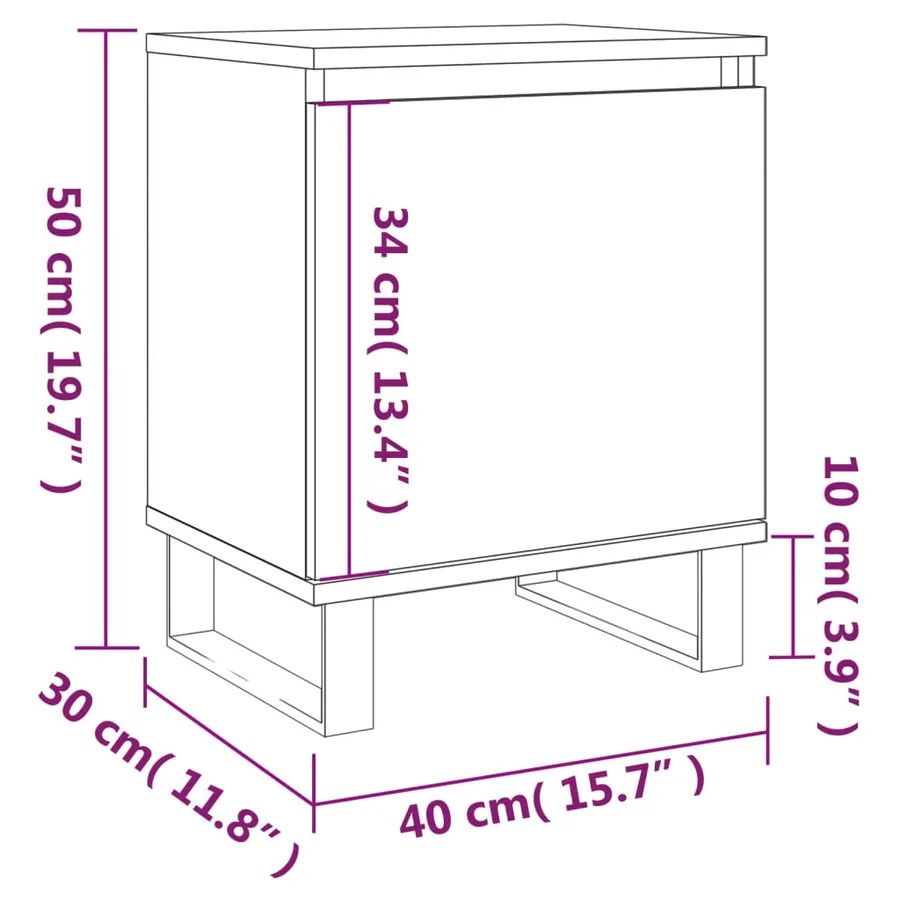 Tables de chevet 2 pcs blanc 40x30x50 cm bois d'ingénierie - 12