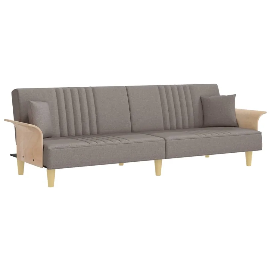 Canapé-lit avec accoudoirs taupe tissu - 2